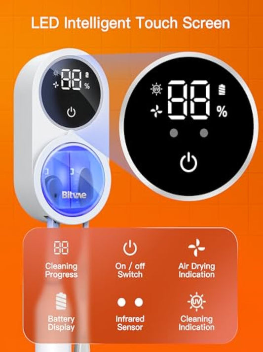 Bitvae X122 Tandenborstelreiniger | UV Licht, LED Display & Wandhouder | Voor Handmatige & Elektrische Tandenborstels  (Binnenkort weer op voorraad)