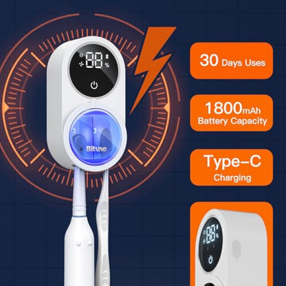 Bitvae X122 Tandenborstelreiniger | UV Licht, LED Display & Wandhouder | Voor Handmatige & Elektrische Tandenborstels  (Binnenkort weer op voorraad)